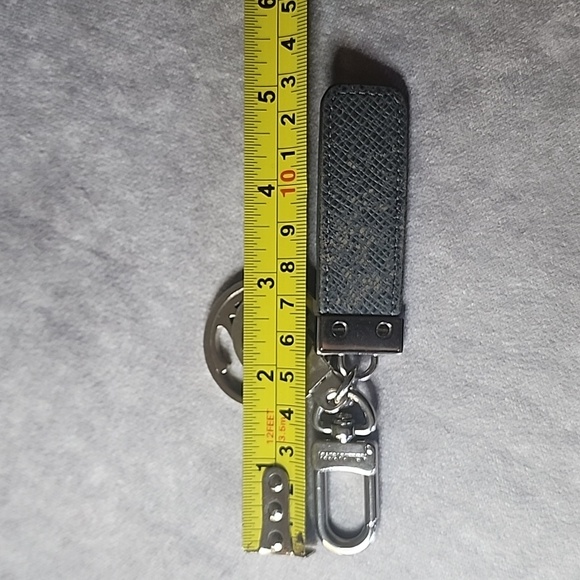 Louis Vuitton Gray Silver Leather Palladium Logo Keychain Bag Charm Accessory - Picture 7 of 7